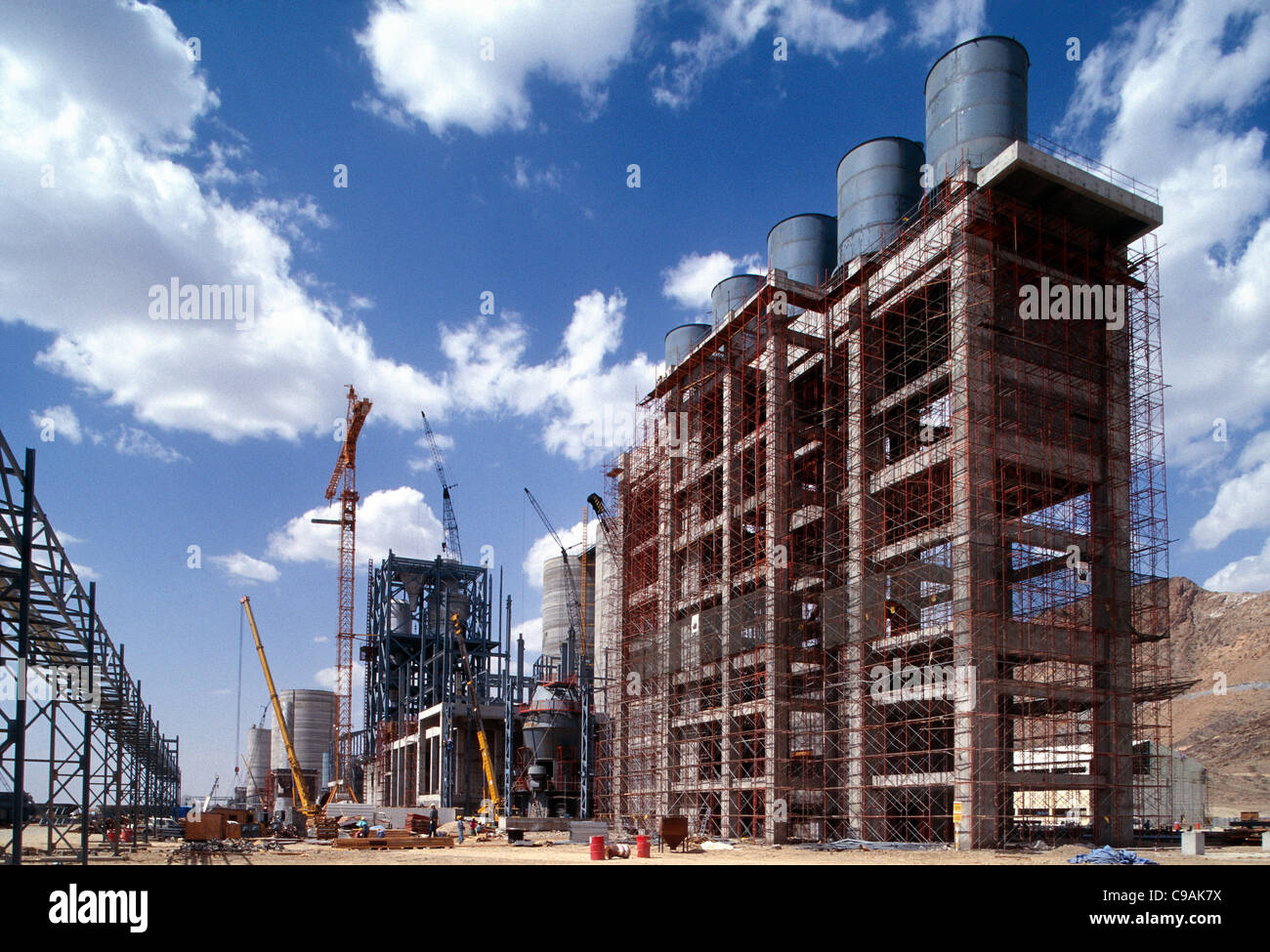Cement plant under construction in Bishah, Saudi Arabia Stock Photo