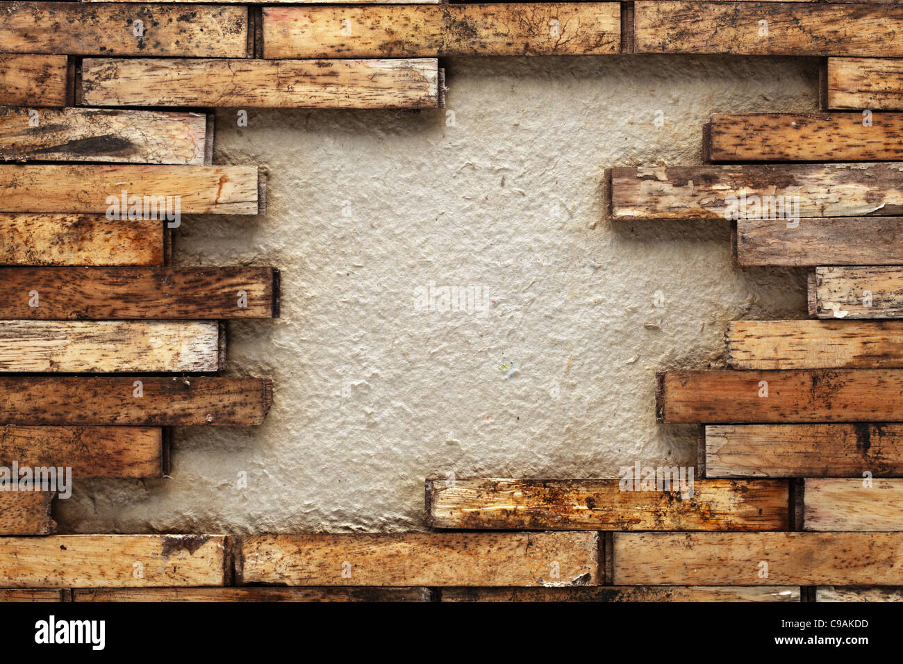 Hole in a wooden wall Stock Photo