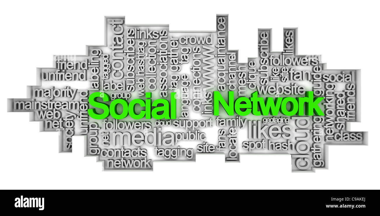 Social network tag cloud Stock Photo