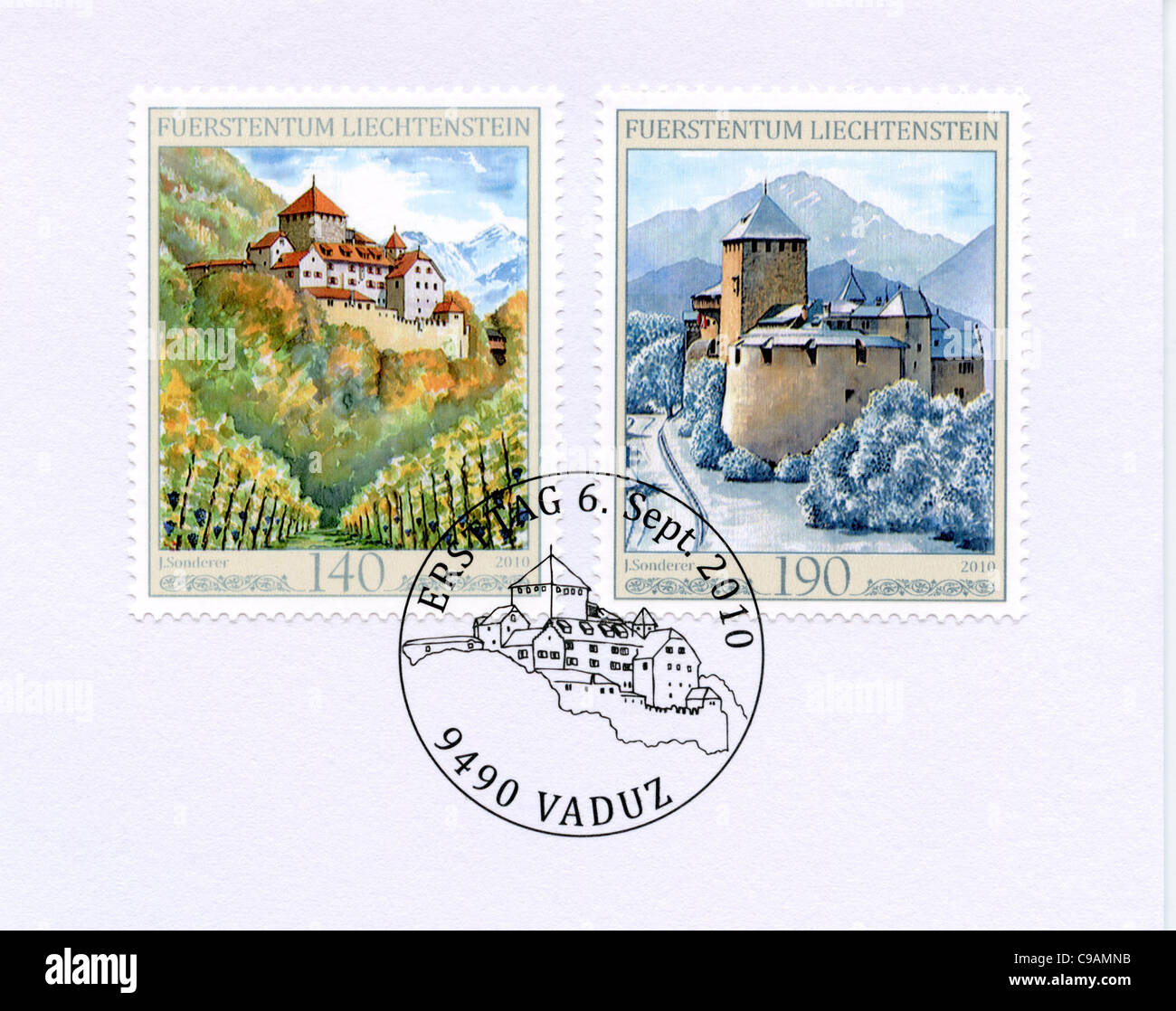 Liechtenstein postage stamps Stock Photo