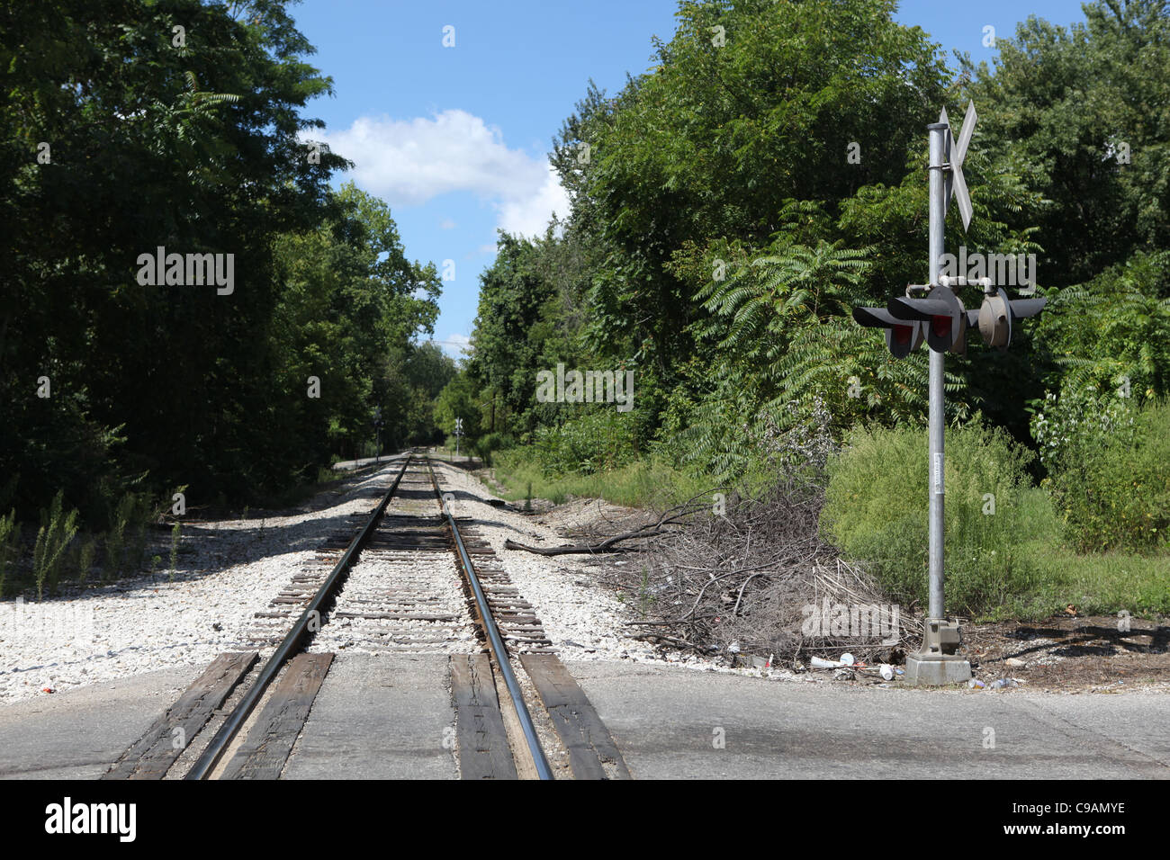 train tracks adams street rail bloomington indiana college town Stock
