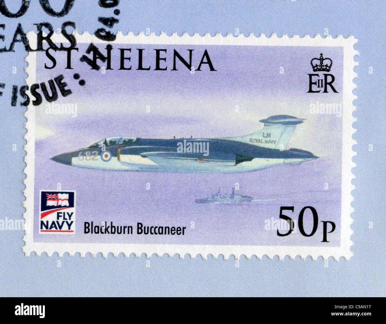 St Helena postage stamp - Blackburn Buccaneer, a British low-level subsonic strike aircraft Stock Photo