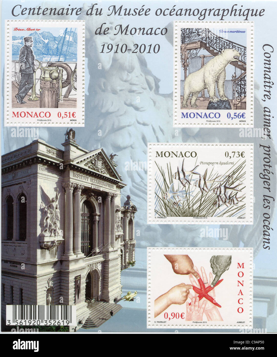 Monaco postage stamps - Oceanographic museum Stock Photo - Alamy