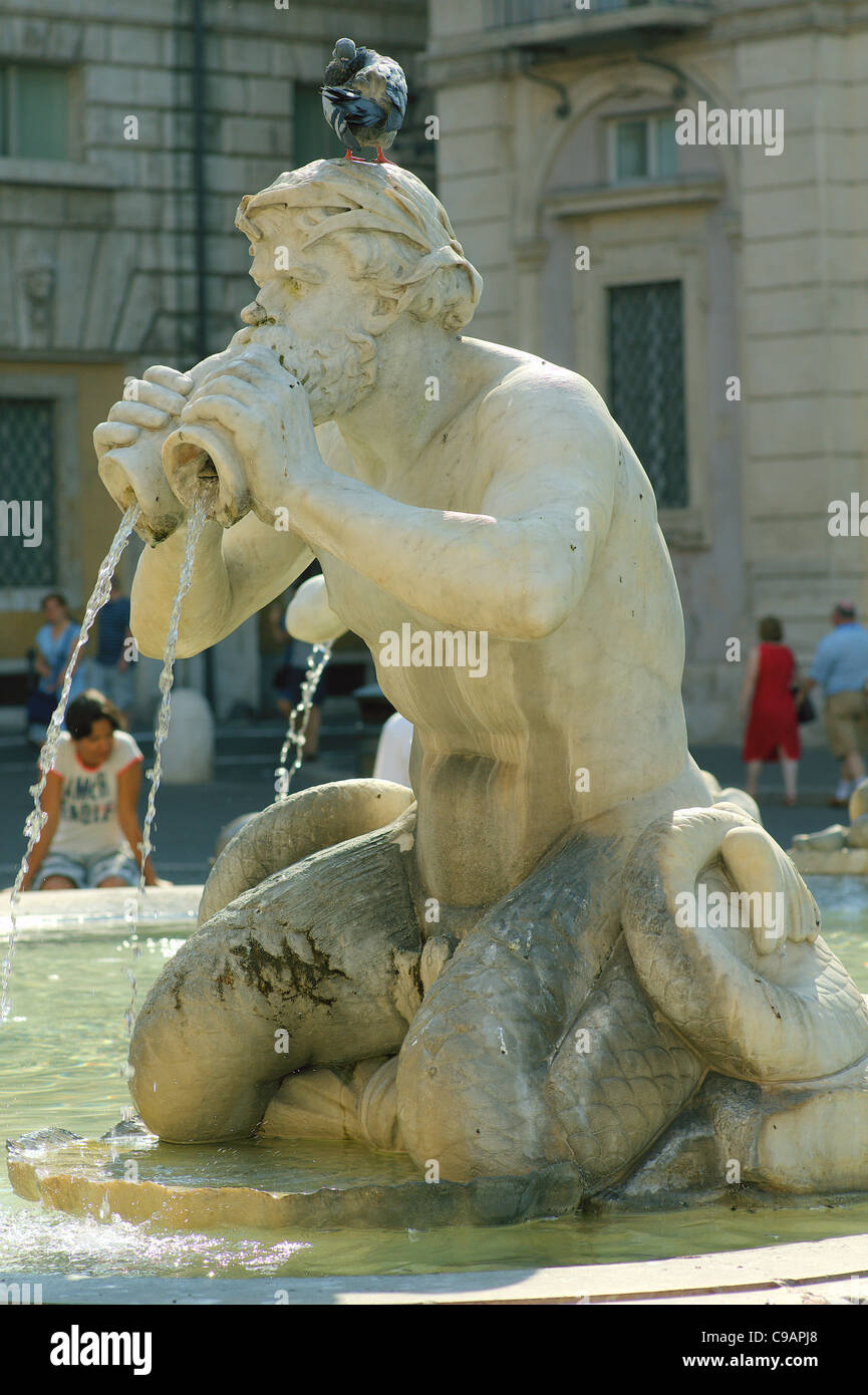 Neptune Fountain Piazza Navona Rome Stock Photo