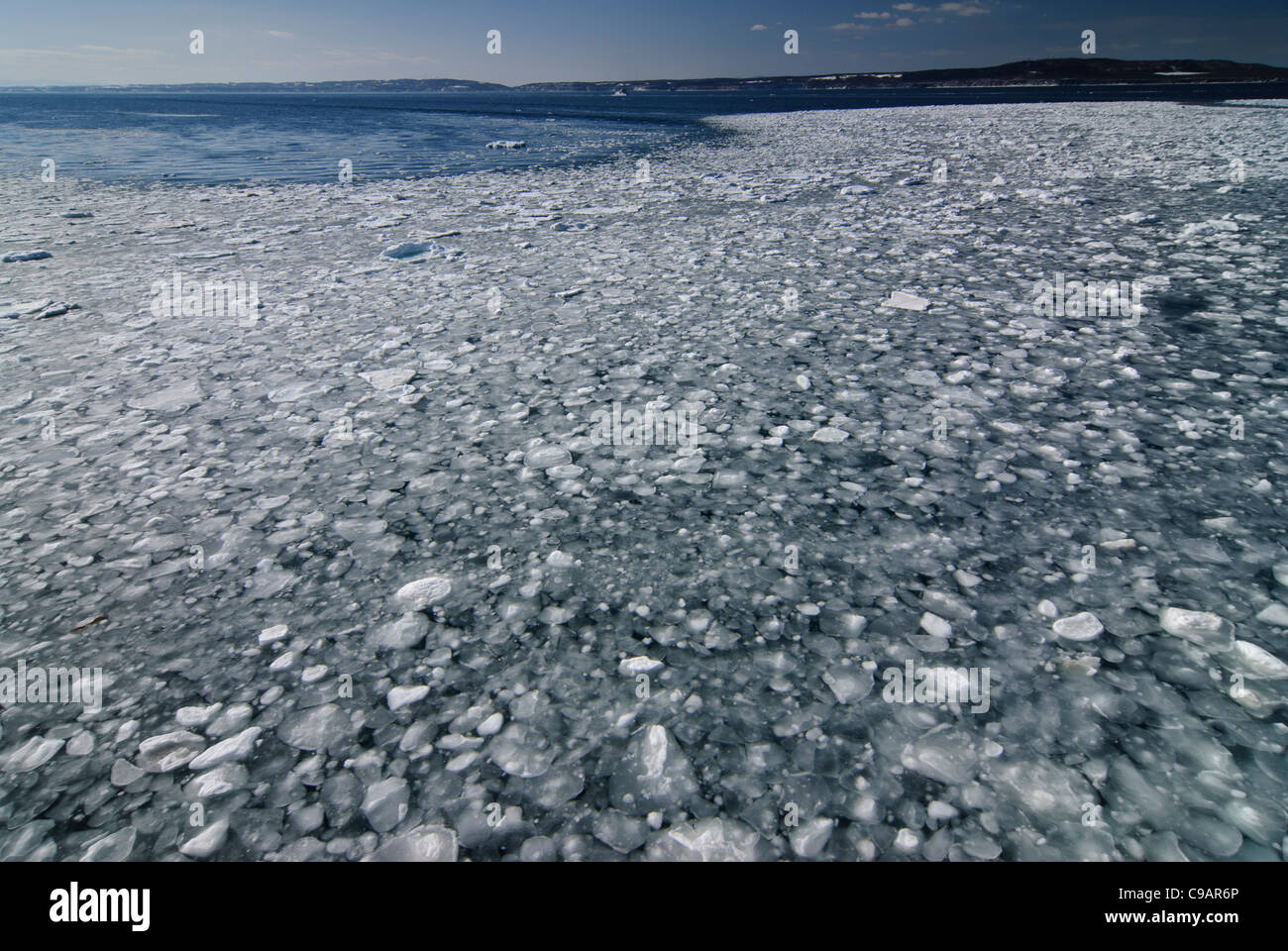 Frozen sea, Shiretoko and Nemuro, Hokkaido, Japan Stock Photo