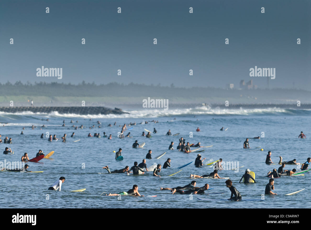 Taito beach, Chiba, Japan. Taito beach is one of Japan's best-known surfing spots  nearby Tokyo. Stock Photo