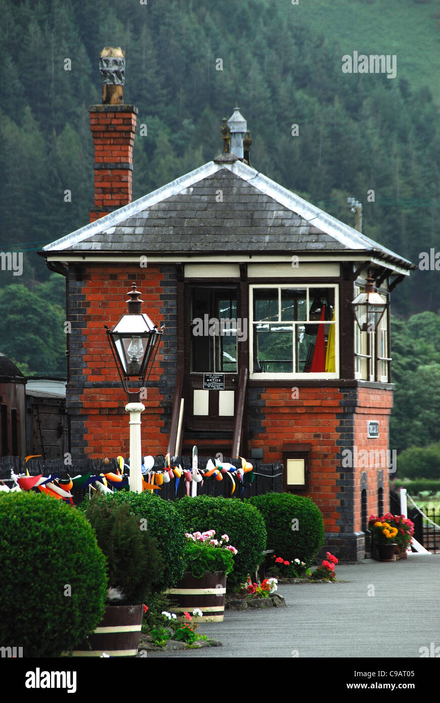 Signal box at Carrog Station on the Llangollen Railway North Wales UK Stock Photo