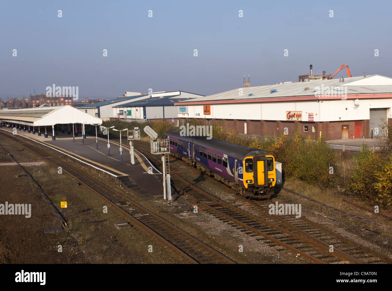 Bolton railway station viewed from Orlando Street bridge with a class ...