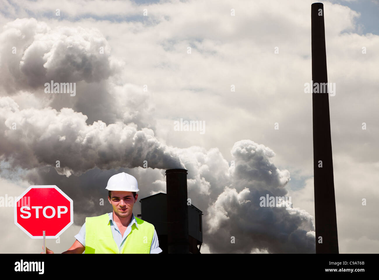Emissions from the Bluescope steel works at Port Kembla, Wollongong, Australia. Stock Photo