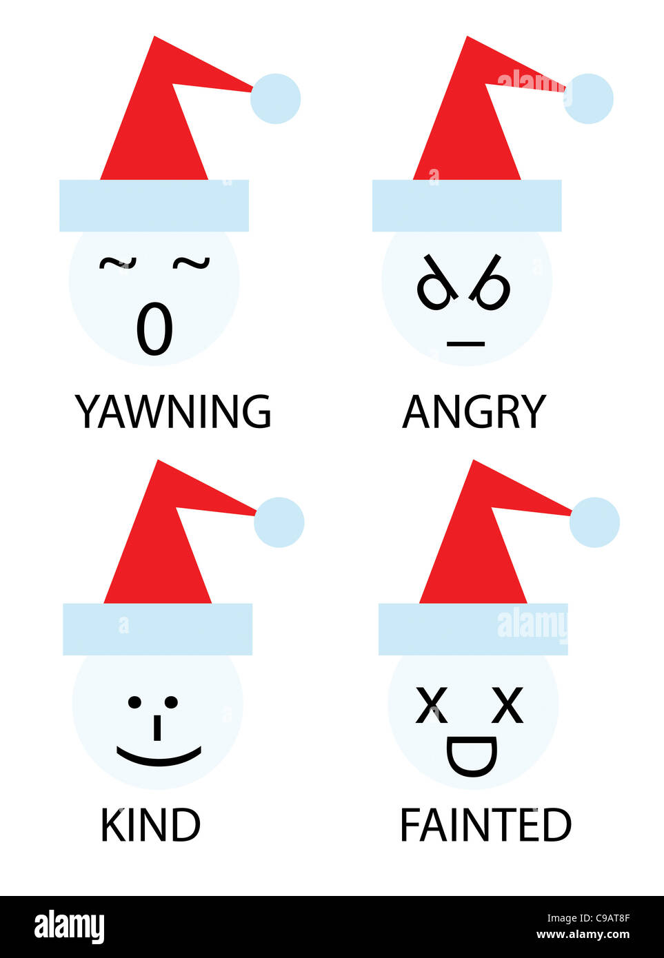 christmas icons of snowman as emoticons smiley Stock Photo