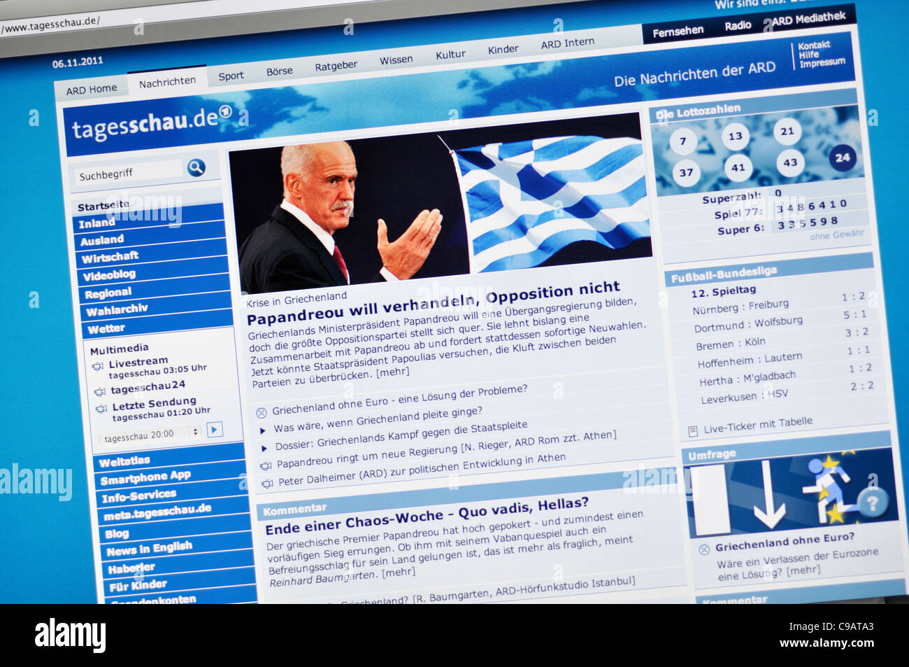 Tagesschau German news website Stock Photo