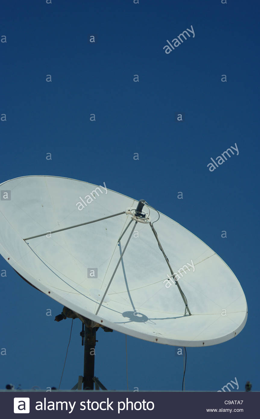 Satellite dish old large white cable TV reception receiving signal ...