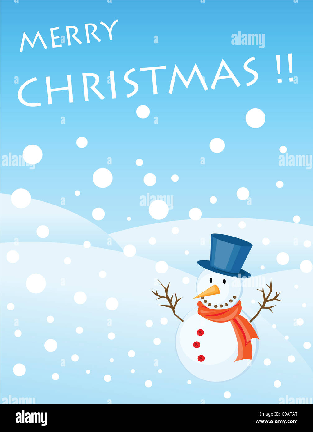 snowman illustrations for christmas greetings card. Stock Photo