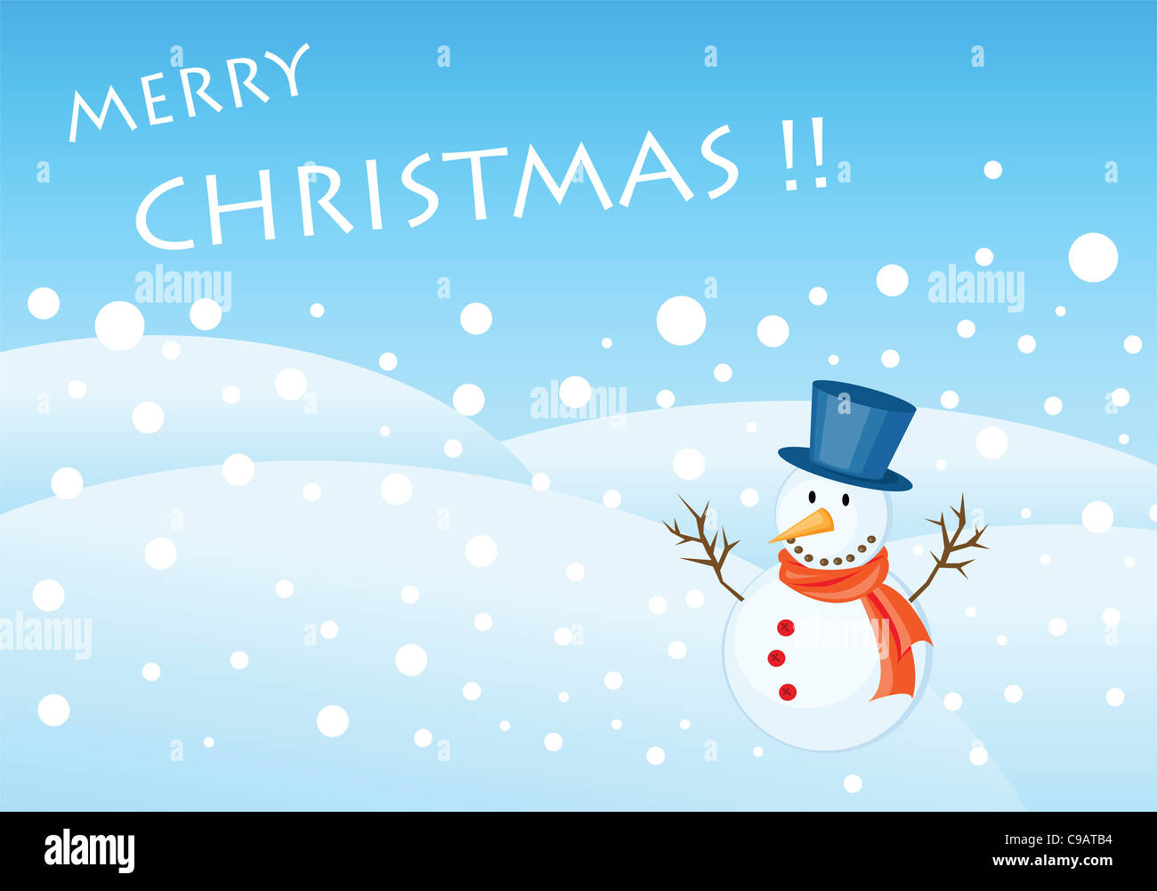 snowman illustrations for christmas greetings card. Stock Photo