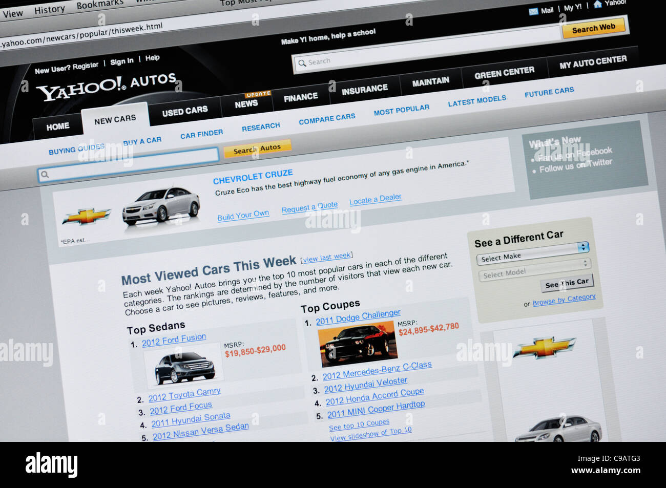Yahoo Autos website Stock Photo