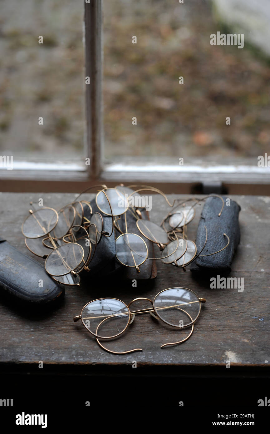 The Shambles Victorian Village in Newent, Gloucestershire - a museum of Victoriana - Optician's glasses Stock Photo