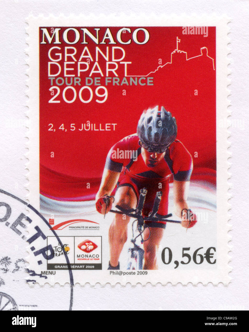 Monaco postage stamp - Tour de France Stock Photo