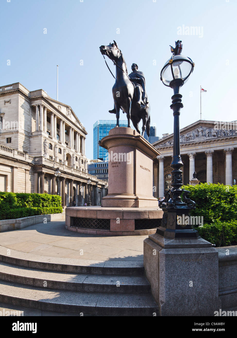 Wellington Statue, Bank of England, London Stock Photo