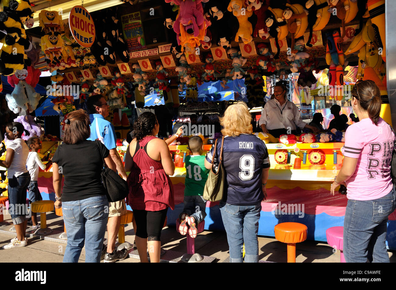 Texas State Fair, Dallas, TX, USA shooting gallery with prizes Stock