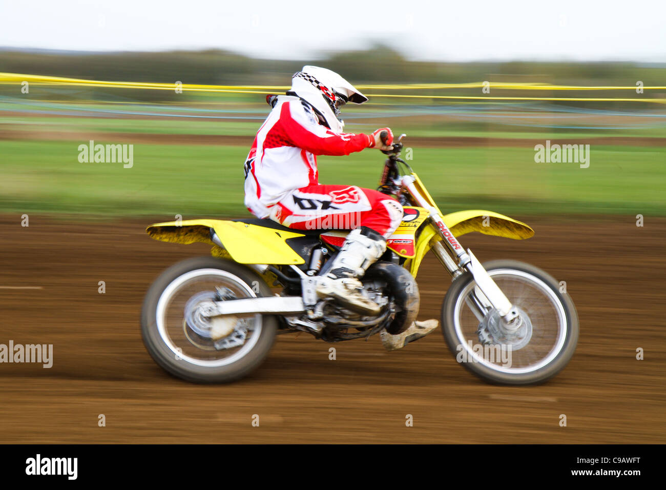 AA Motocross rider at an Amateur Motor Cycle Association (AMCA) event, Grittenham UK Stock Photo