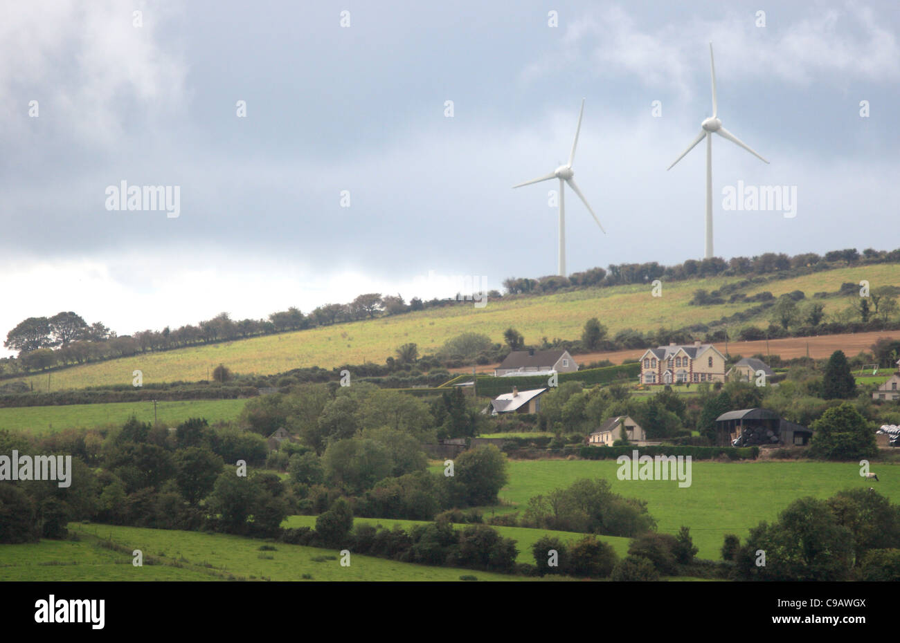 Wind Turbines over Farms, Kilkenny, Ireland Stock Photo Alamy