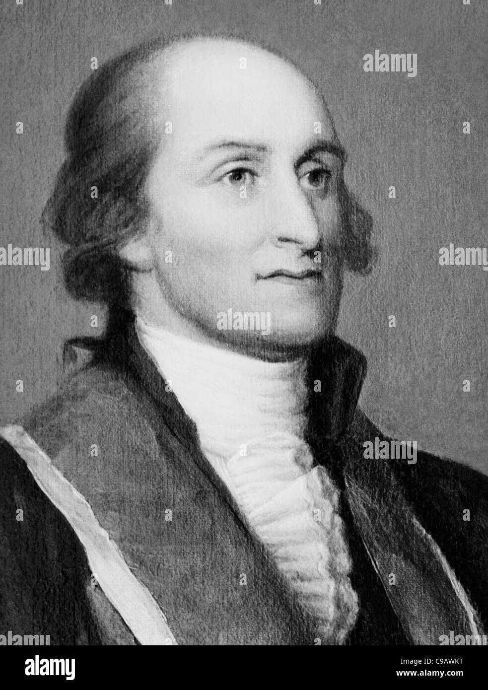 Vintage portrait painting of American statesman, diplomat and lawyer John Jay (1745 - 1829) - the first US Chief Justice (1789 - 1795). Stock Photo