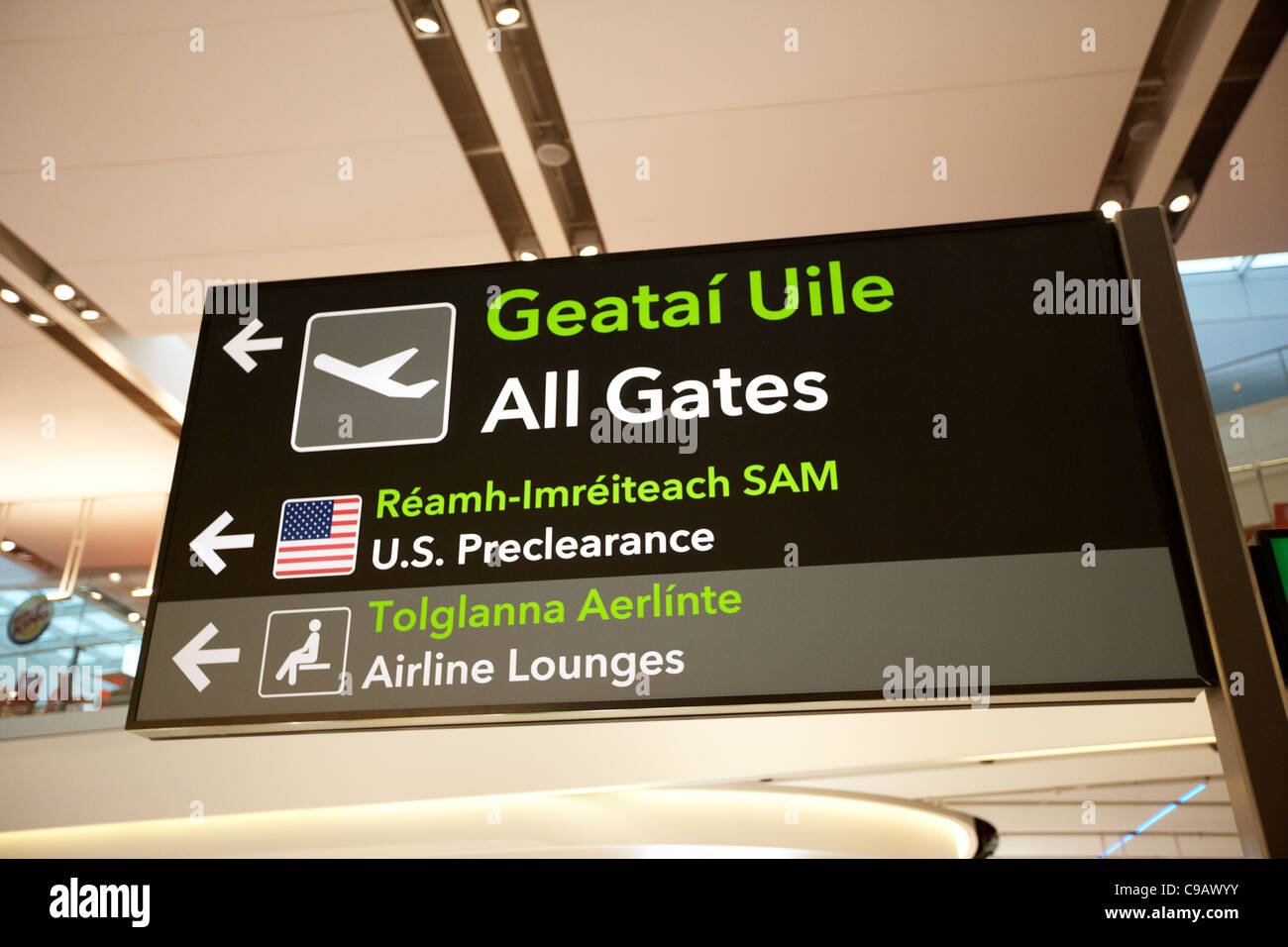 all gates us preclearance and airline lounges sign in terminal 2 dublin international airport republic of ireland Stock Photo
