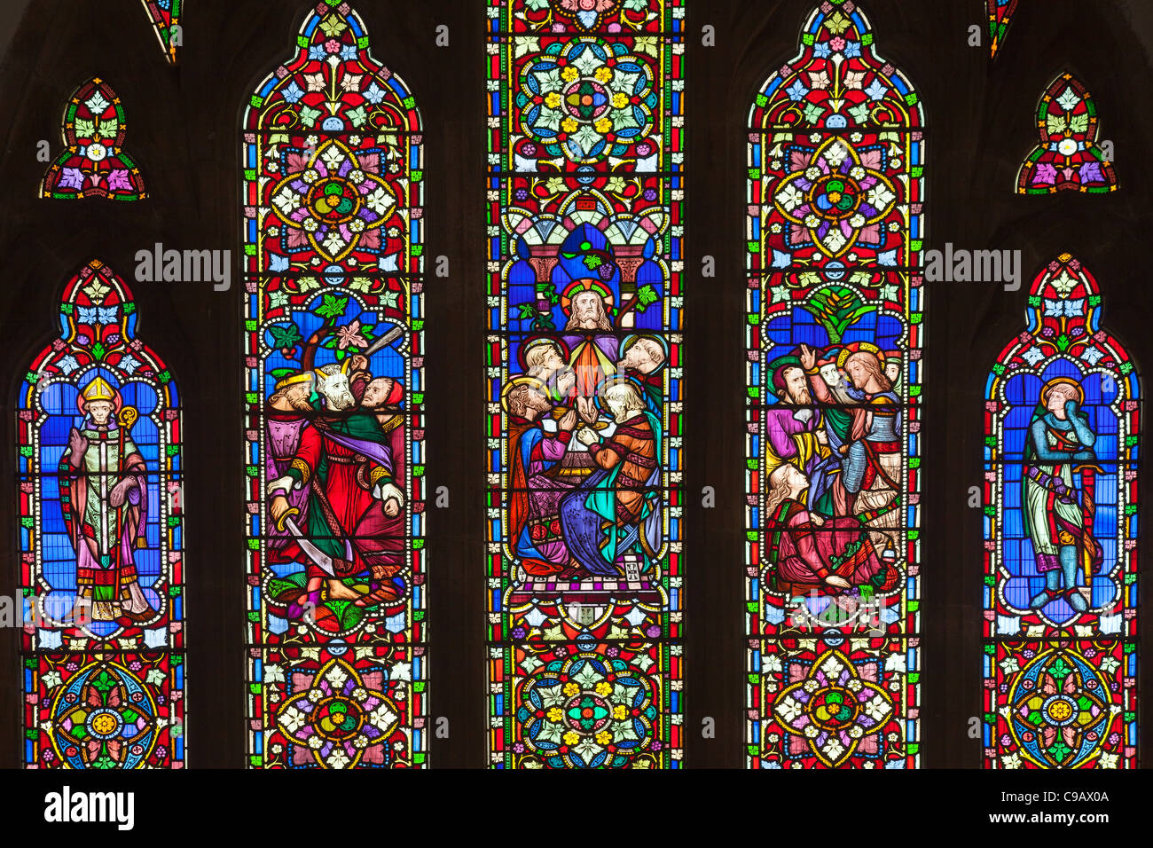 Stained Glass Window in St Georges Church in Modbury, Devon, Enland ...