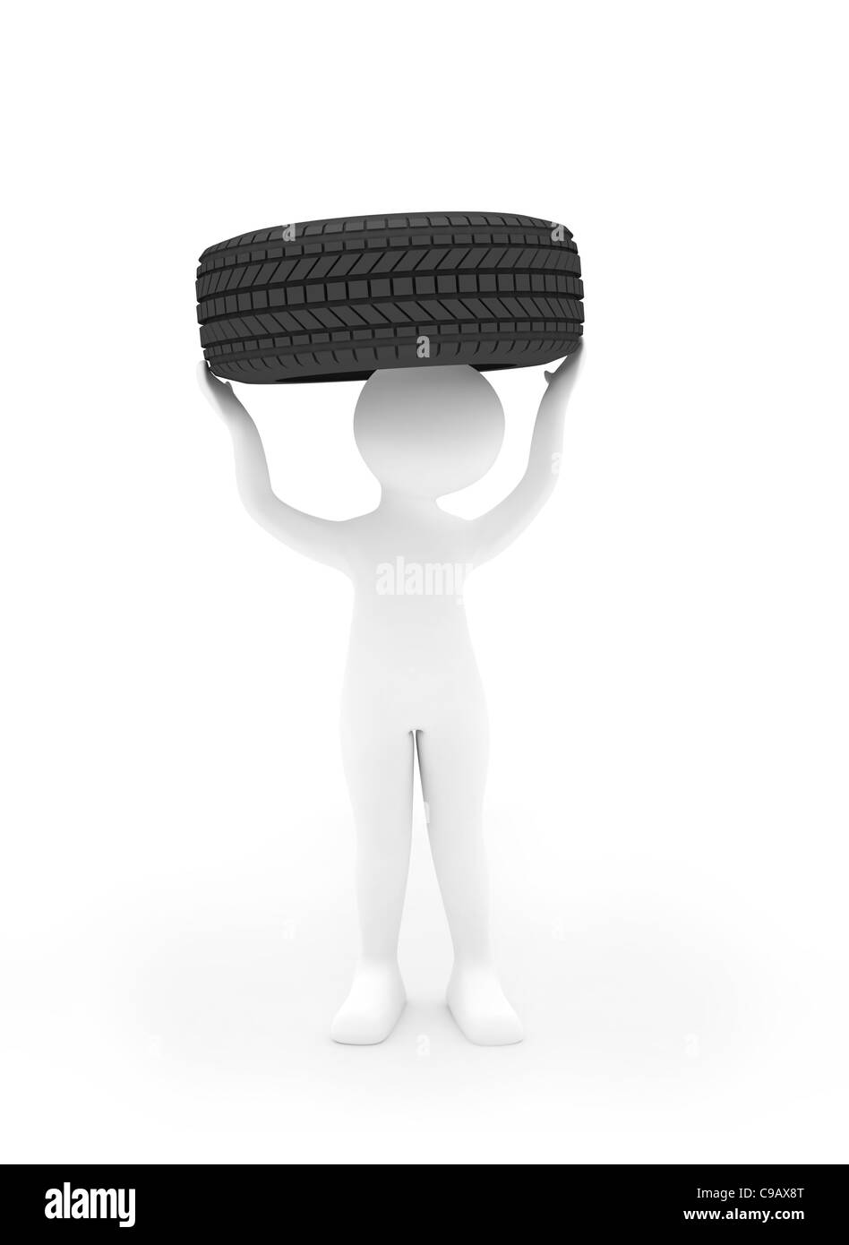 3d render: person with tire Stock Photo