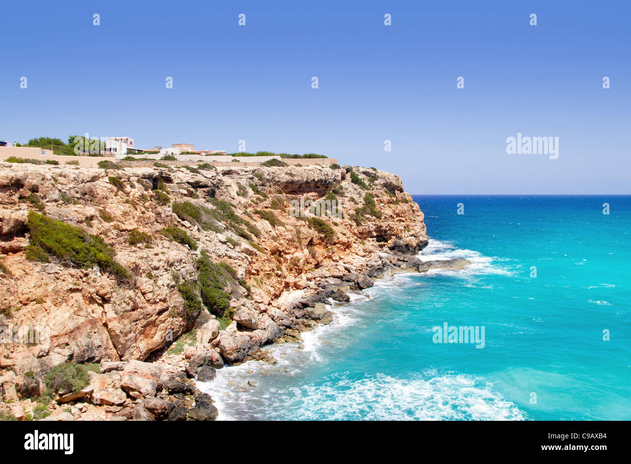 Cala en Baster in Formentera mountains north coast Spain Stock Photo