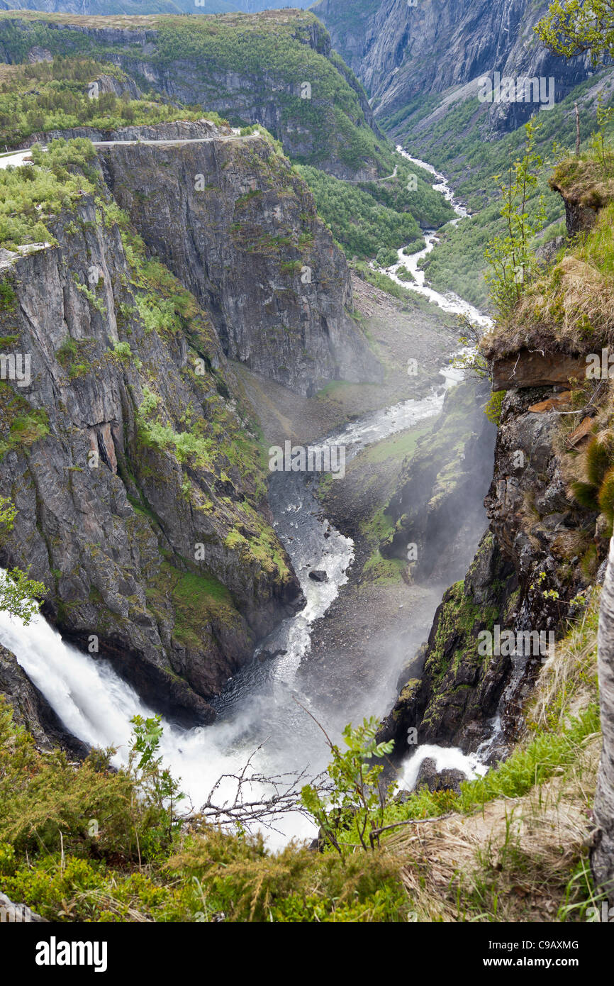 Voringsfossen is a waterfall located in the west of Norway one off Norway's highest waterfall. Stock Photo