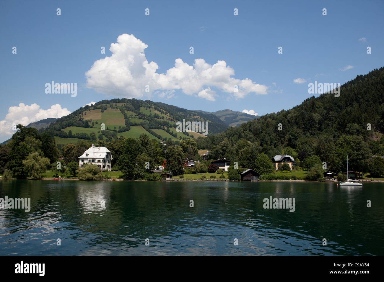 Image taken from the lake in Zell Am See. A beautiful landscape in the Alps in Austria Stock Photo