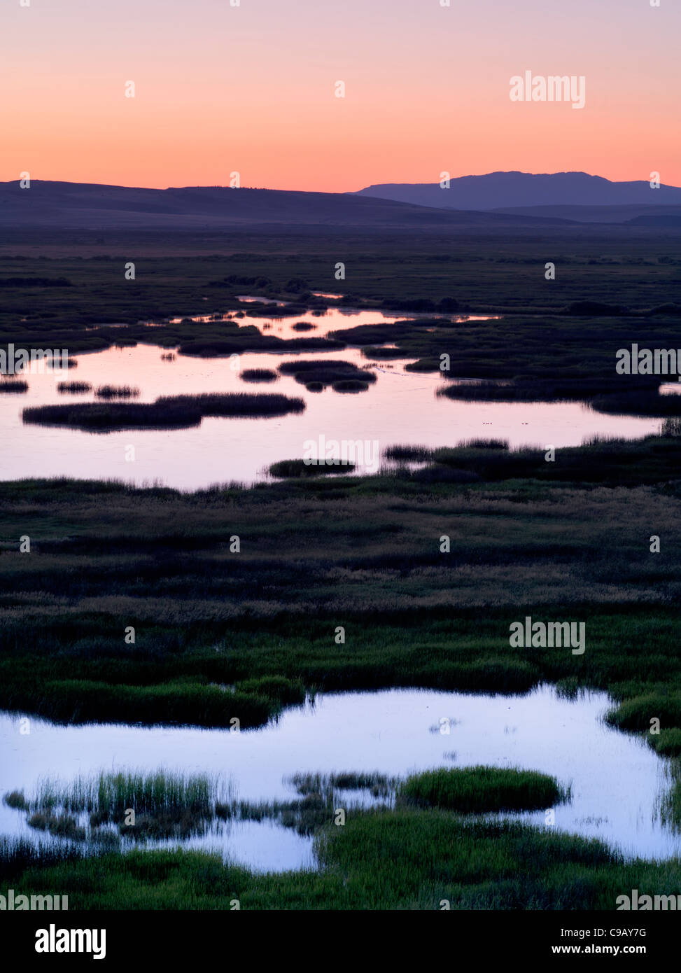 Buena Vista Ponds at Sunrise. Malhuer National Wildlife refuge. Oregon Stock Photo