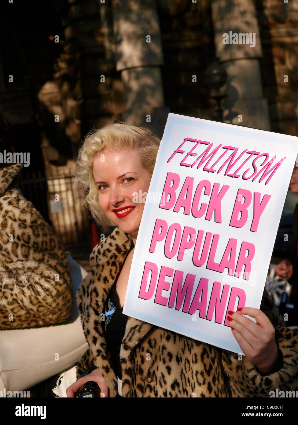 London, UK. 19th November 2011. Fawcett Society members and supporters marching and campaigning today to tell David Cameron 'Don't turn back time on women's equality'.  The 50's themed demonstration is designed to highlight the growing inequality affecting women. Stock Photo