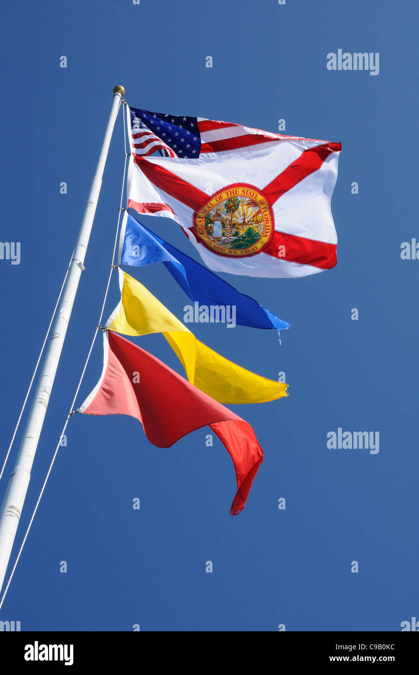 American national flags flying from flagpole hi-res stock photography ...