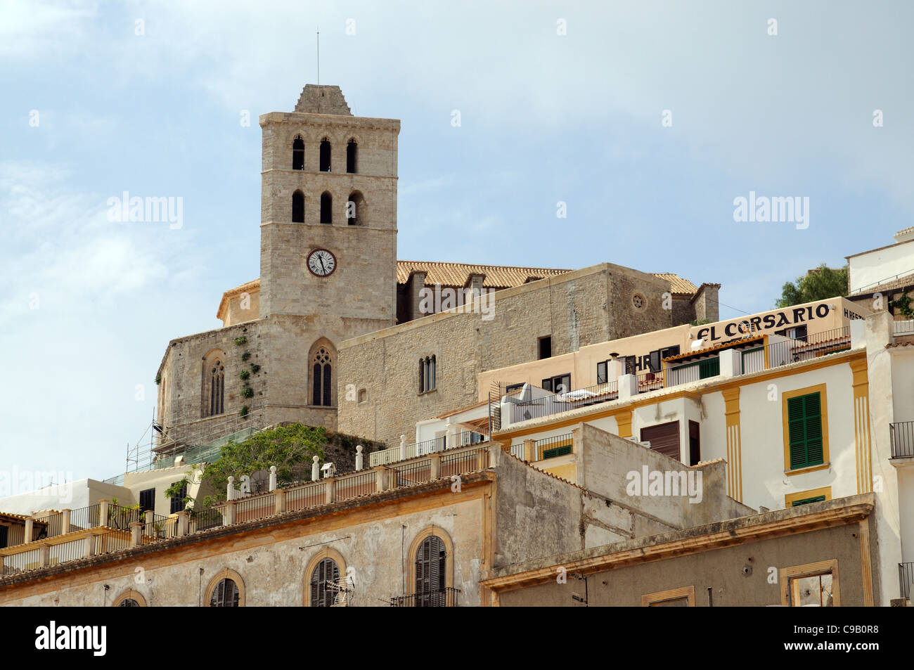 The Cathedral in the old town Eivissa the capital of the Spanish island of Ibiza Stock Photo