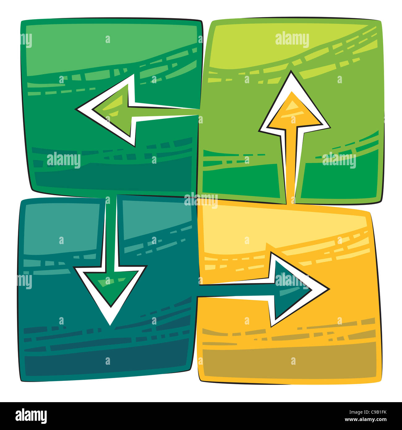 Four green arrows connected with each other Stock Photo Alamy Four green arrows connected with each other Stock Photo Alamy