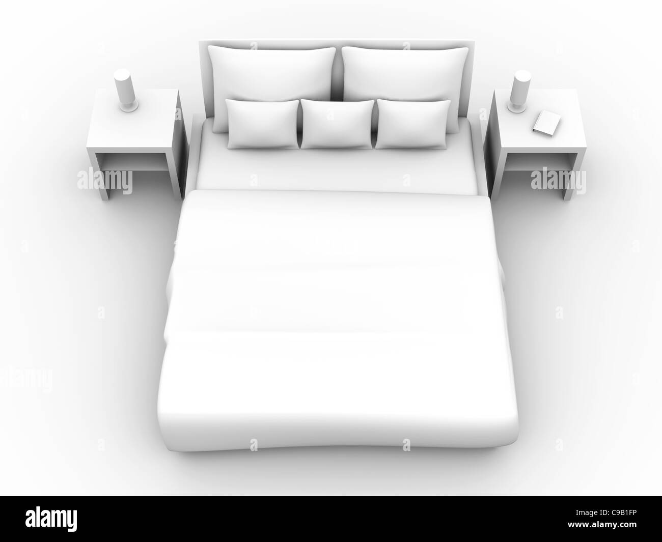 Bed with bedside table Black and White Stock Photos & Images - Alamy