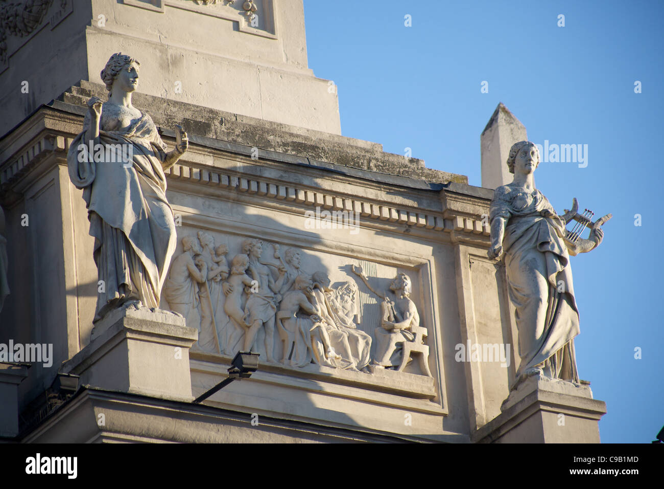 Statues on Top of Opera House (Theatre) in L'viv, Ukaine Stock Photo