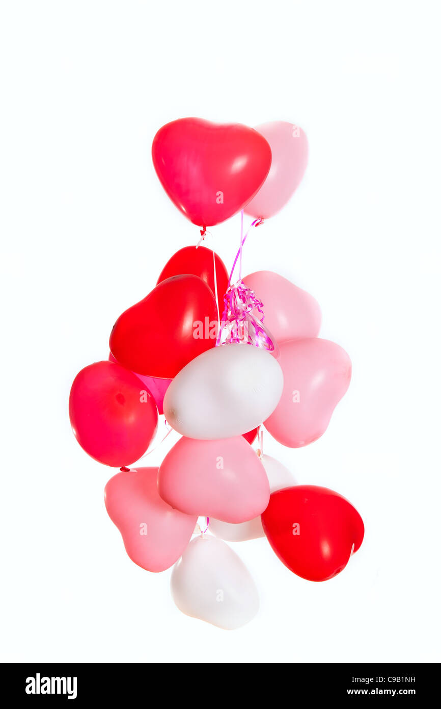 Group of heart shaped balloons isolated on white background Stock Photo ...