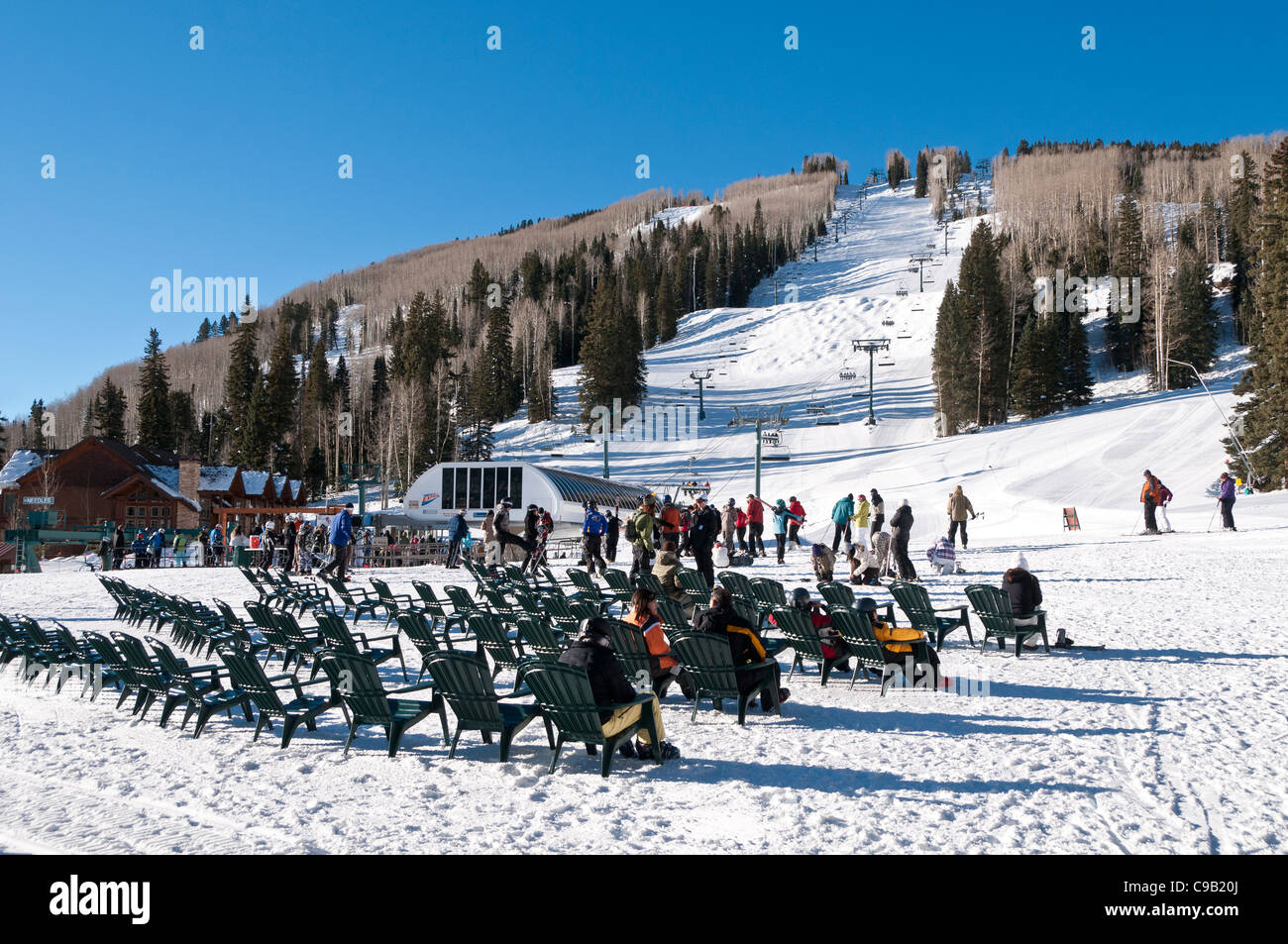 Lower slopes, Durango Mountain Resort - Purgatory, Durango, Colorado. Stock Photo