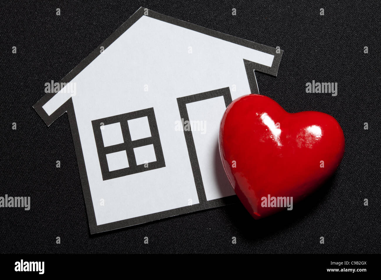 House Sign and red heart Stock Photo