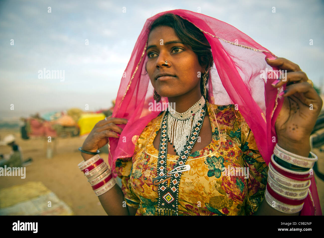 Anita Devi at the world's largest annual cattle fair in the desert town of Pushkar, in the Indian state of Rajasthan. Every Stock Photo