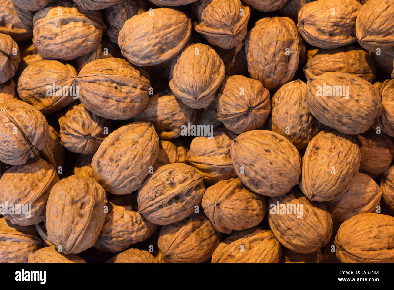 A box of closed nuts Stock Photo