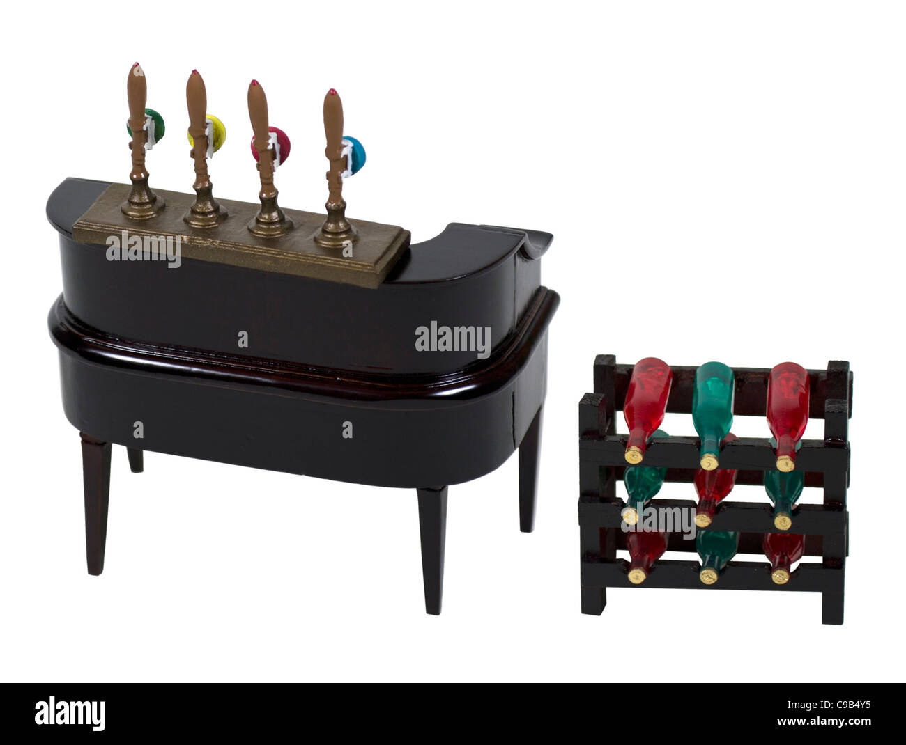 A home bar with pull tabs and a wine rack path included Stock Photo Alamy