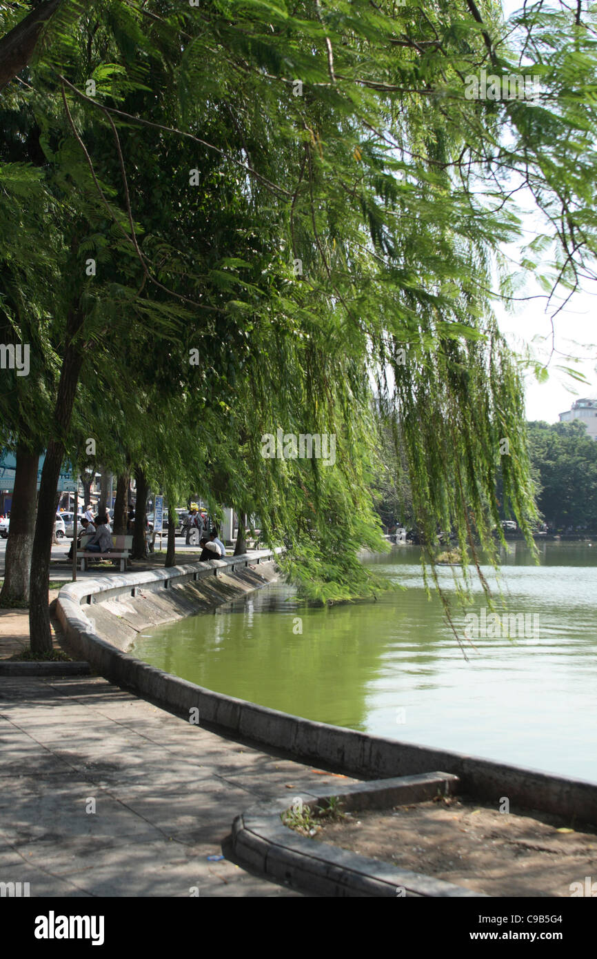 scenery at Hoan Kiem lake, Hanoi ,Vietnam Stock Photo