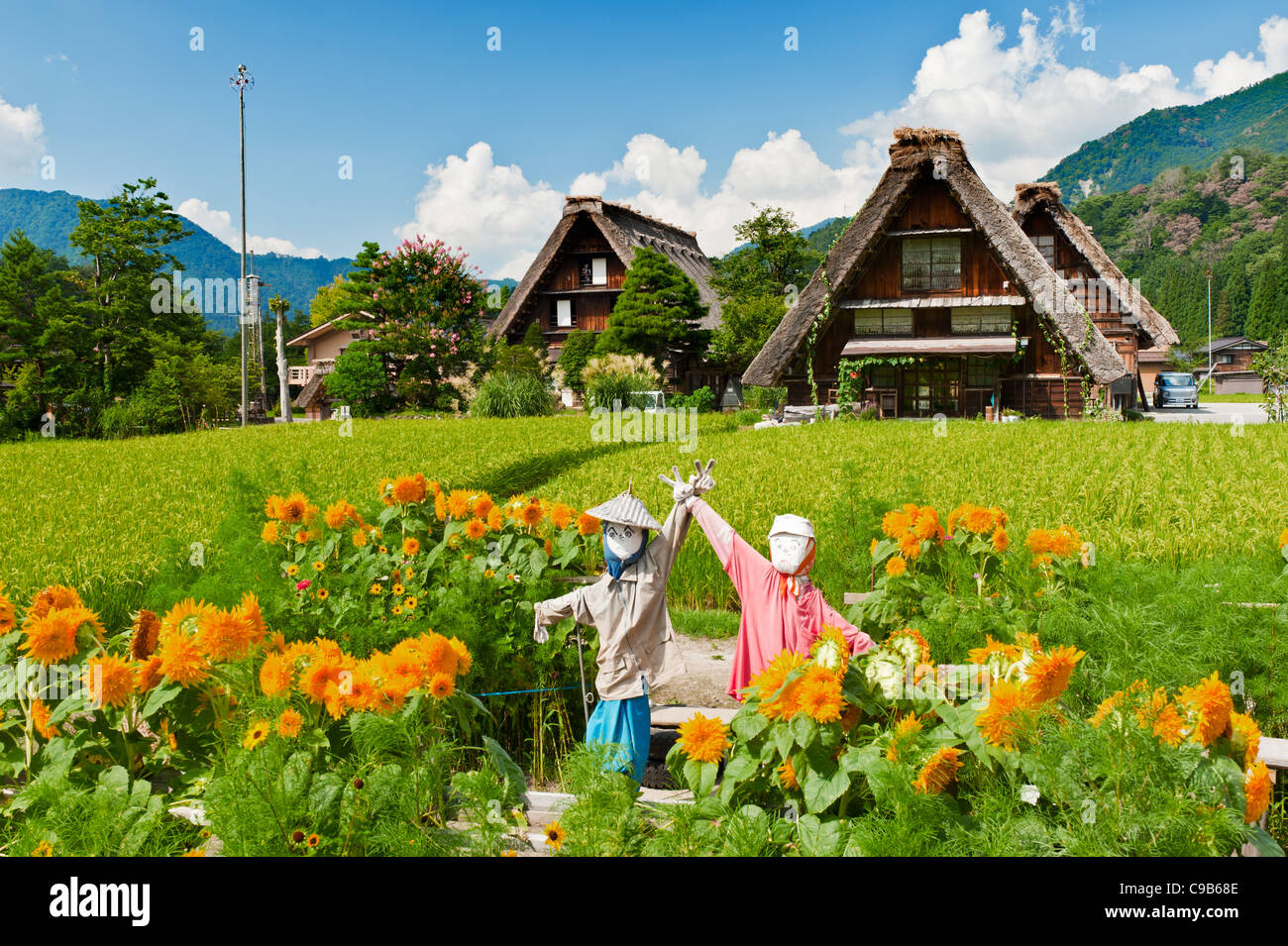 Traditional Japanese village Shirakawago with old Zukuri houses at Ono