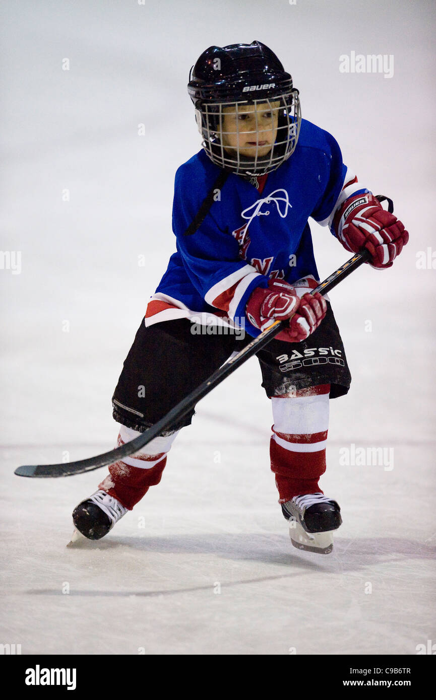 children ice hockey training Stock Photo Alamy