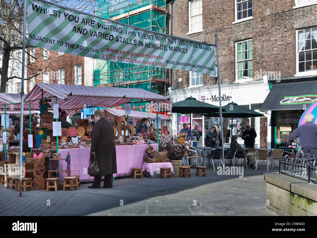 Market stalls in Parliament Street, York,UK Stock Photo
