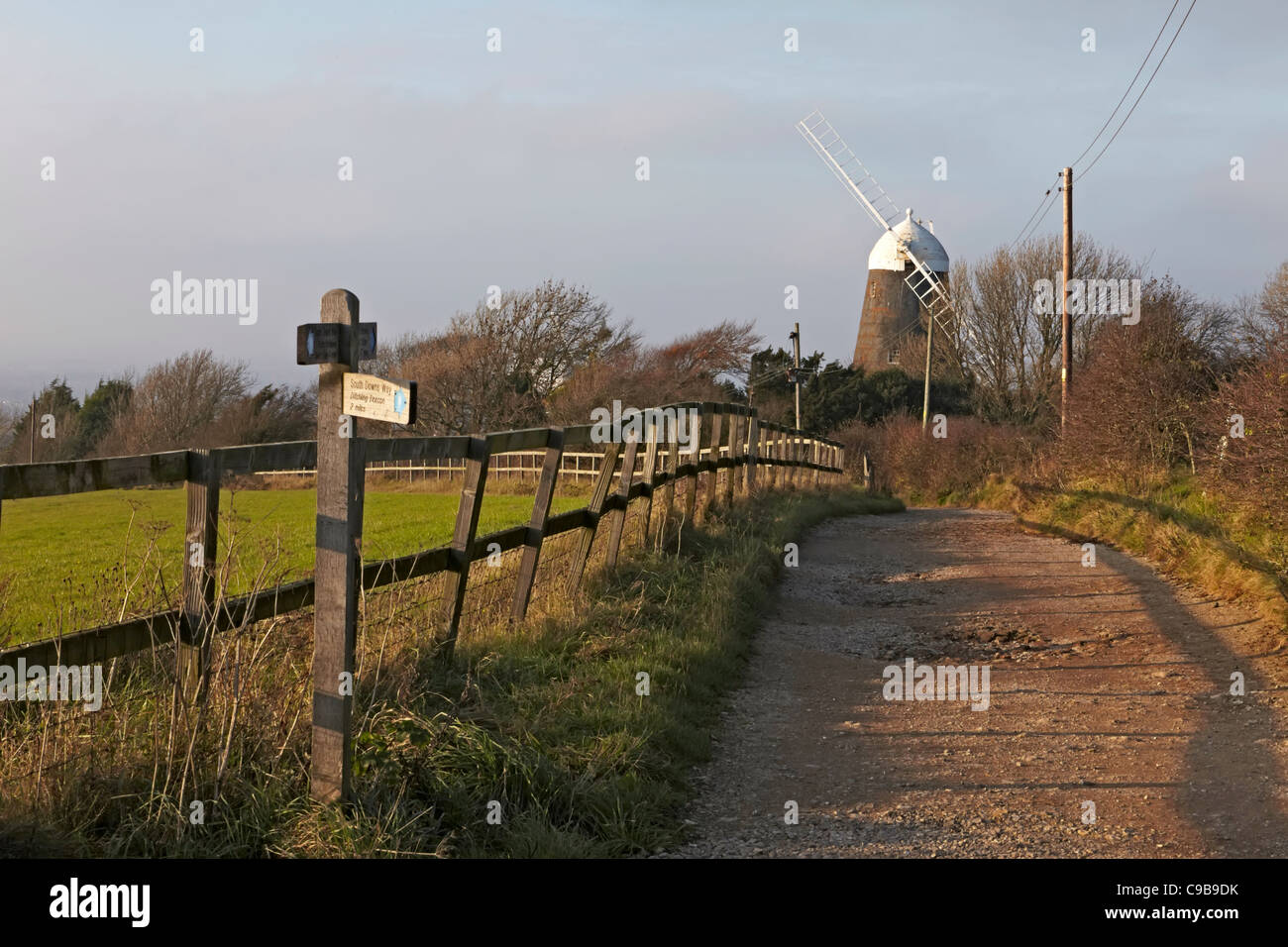 South Downs Way public footpath winter Stock Photo